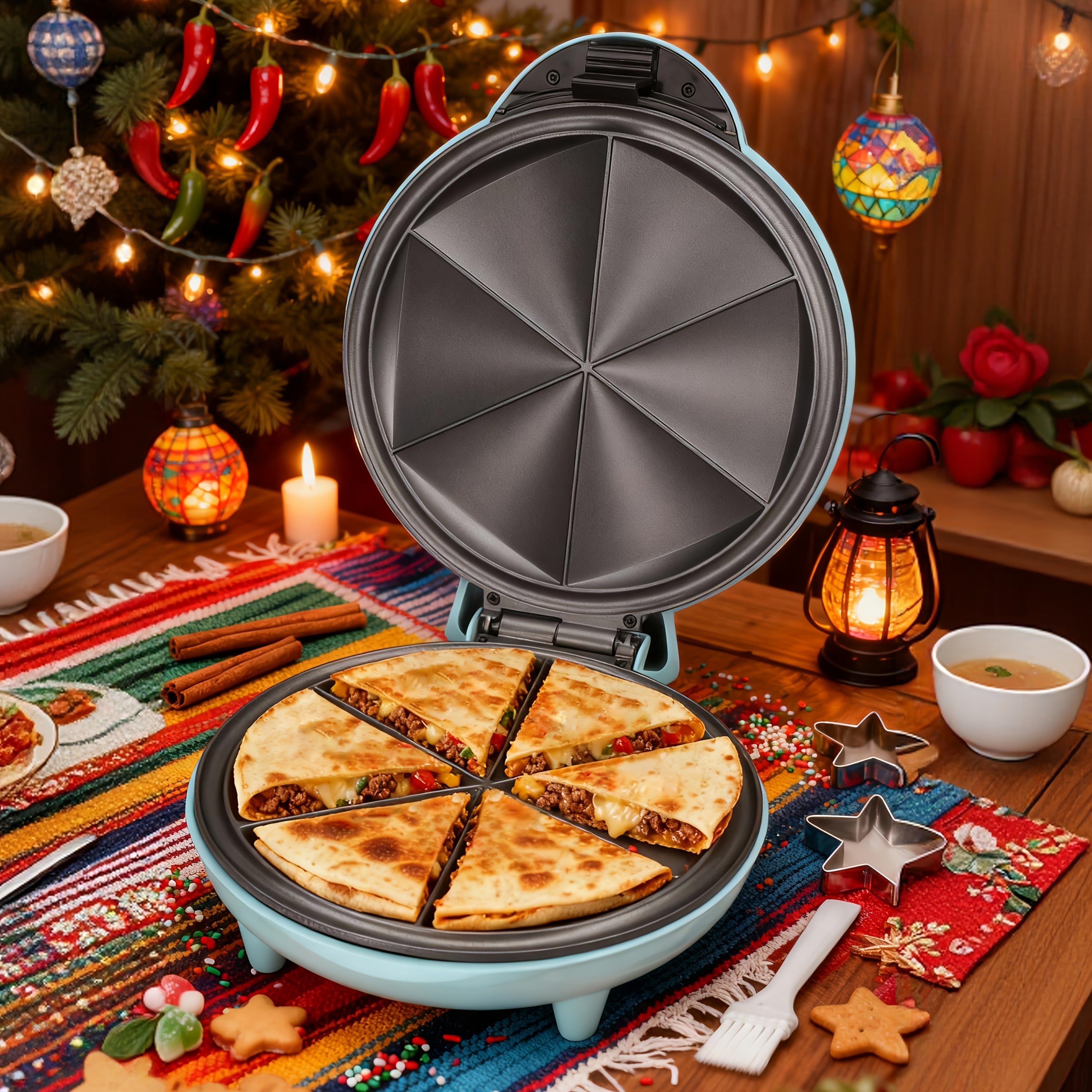 Electric Quesadilla Maker 9.5 Inch ¨C Grilled Cheese Machine, Extra Stuffing Capacity, Easy 6-Wedge Slice, Non-Slip Feet | Also Available as 12 Inch Pizza Maker