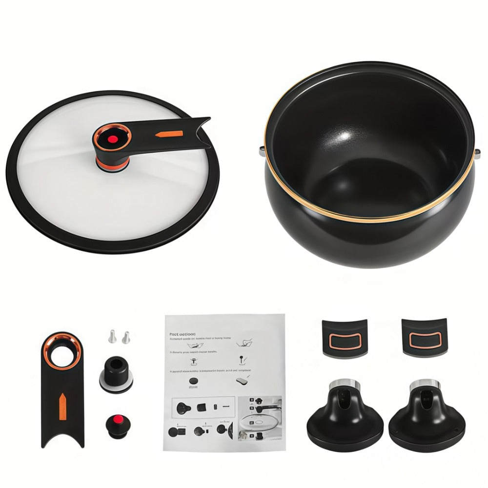 Non-Stick Soup Pot with Twist-Lock Handle | Large Capacity Stew Pot Compatible with Gas Stove Induction Cooker Open Fire | Multi-Function Cooking Pot for Home Restaurant Hotel