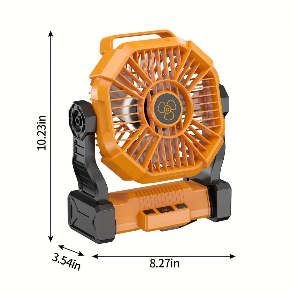 Portable Outdoor Fan 20000mAh, 3-in-1 Rechargeable Camping Fan with LED Lantern & Power Bank, Timer Rotation Hook for Tent Golf BBQ Travel Party Power Outage, Pink Green Black Orange Purple Blue