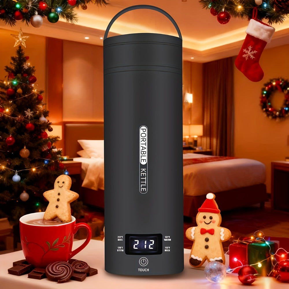 Travel Electric Kettle Mini Portable 304 Stainless Steel 4 Temperature Settings Auto Shut-Off Boil-Dry Protection BPA-Free Water Boiler for Tea Coffee White Black Pink