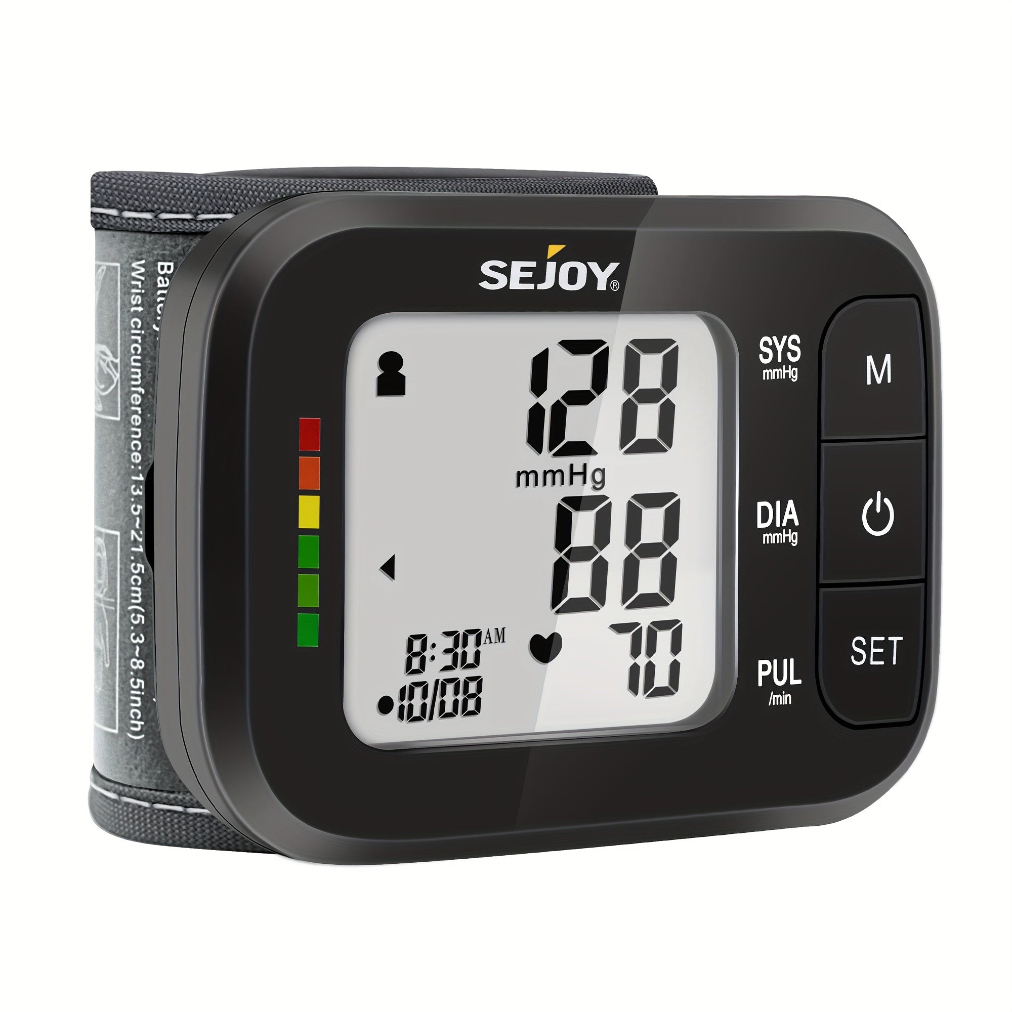 Wrist Blood Pressure Monitor - Sejoy Automatic Digital BP Machine with Large LCD Display, Wrist Strap & Batteries Included, Portable & Accurate for Home Use & Travel (Blue / White / Black / Purple)