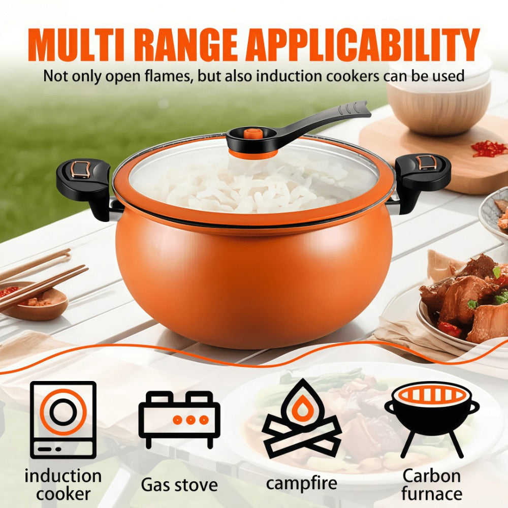 Non-Stick Soup Pot with Twist-Lock Handle | Large Capacity Stew Pot Compatible with Gas Stove Induction Cooker Open Fire | Multi-Function Cooking Pot for Home Restaurant Hotel
