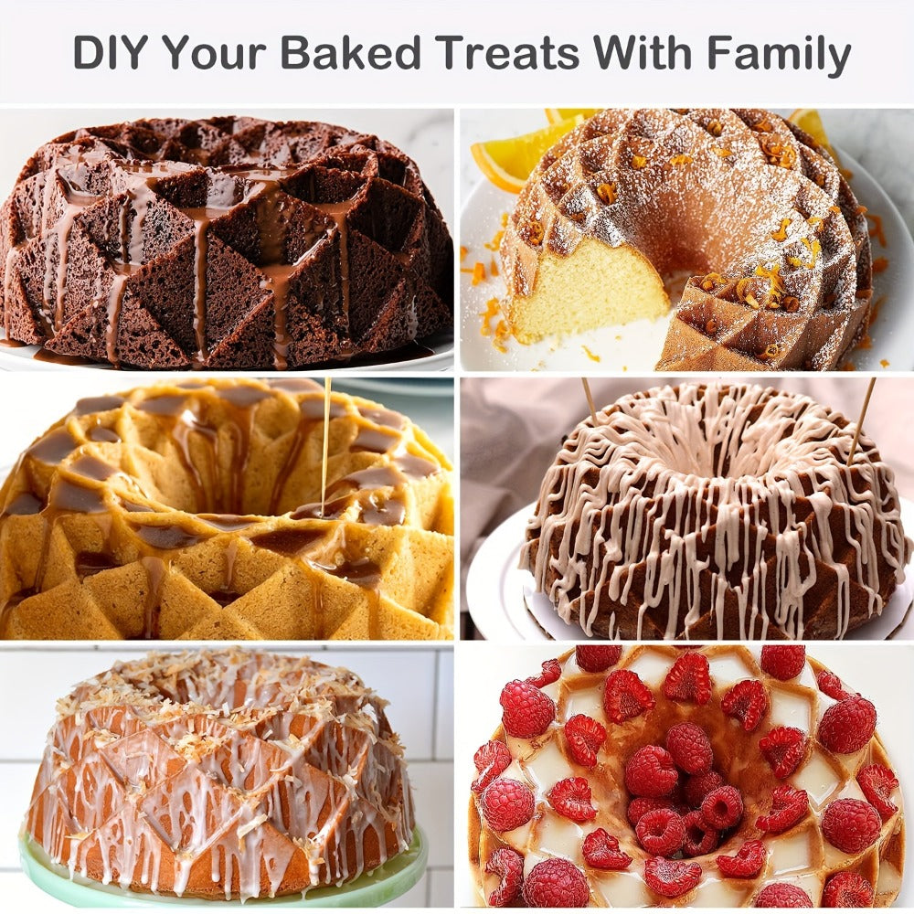 Silicone Bundt Cake Pan Set 9-Piece, Nonstick Fluted Hollow Cake Molds in Crown Nest Spiral Braided Shapes, Easy Release Silicone Baking Molds for Cakes Brownies Flan Meatloaf, Light Gray