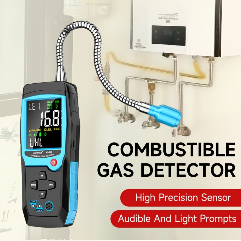 Gas Leak Detector Combustible Gas Detector Aicevoos AS-F12 Natural Gas Methane Tester Sound Light Alarm Electrochemical Sensor Home Industrial Safety