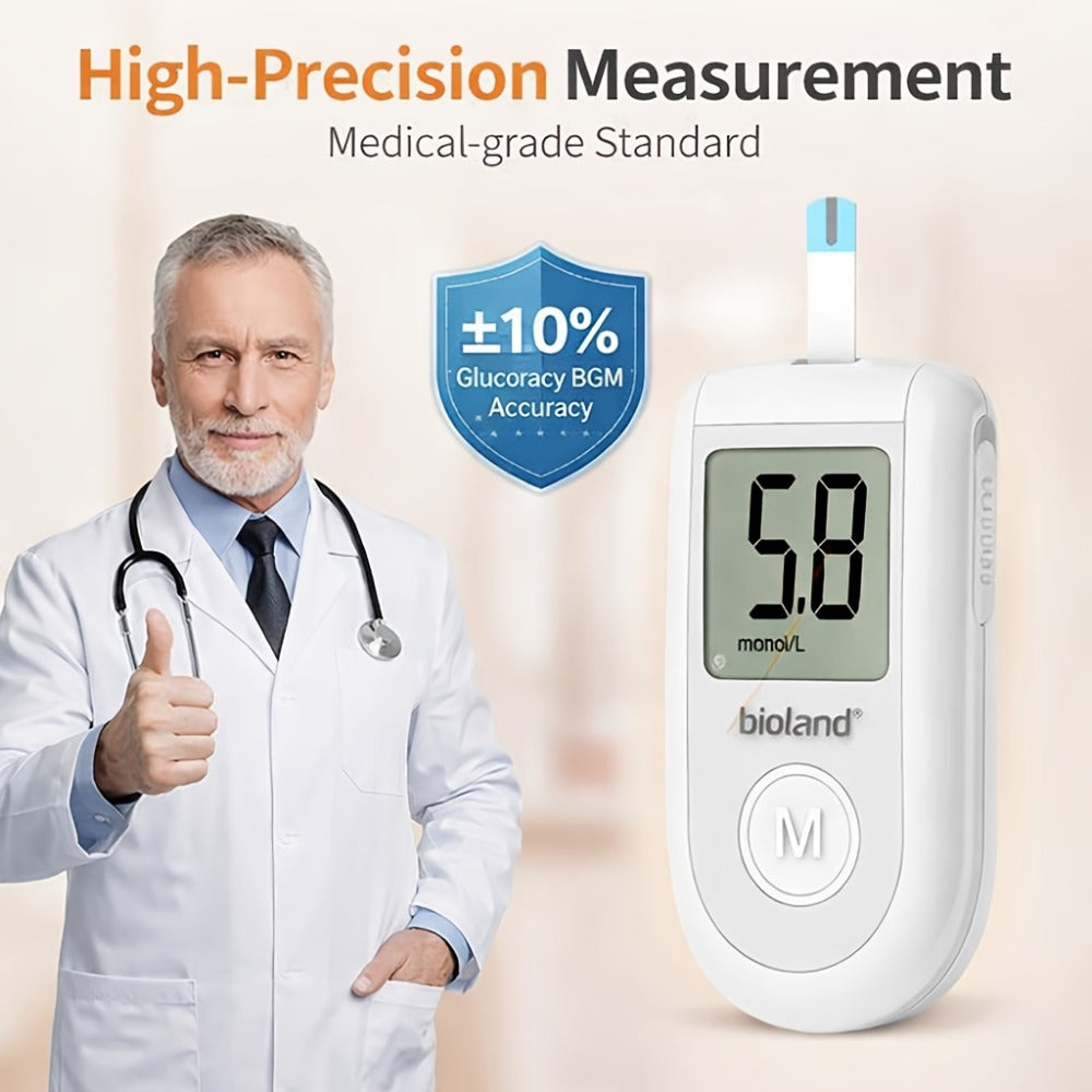 Blood Glucose Meter Kit FDA Cleared | 50 Test Strips + 50 Needles | Large Display 5-Second Results No Coding | USB Rechargeable Battery | Home & Travel Diabetes Monitor Unisex