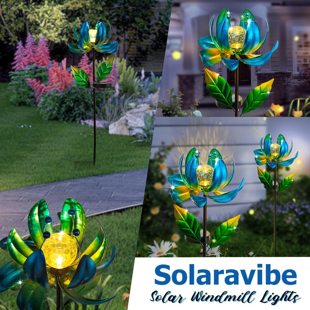 Solar Outdoor Windmill Light Rotating Garden Stake | Color Changing LED | Waterproof Solar Garden Light | Spinning Windmill Lamp for Patio Lawn Yard Pathway Decoration | Purple Blue