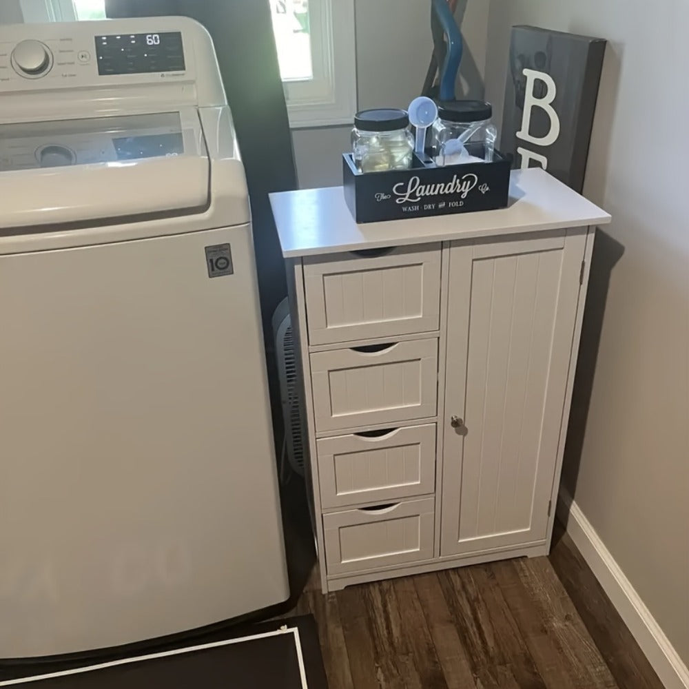 Bathroom Storage Cabinet with Drawers ¨C Waterproof Freestanding Floor Cabinet with 4 Drawer Organizer for Bathroom, Bedroom, Living Room