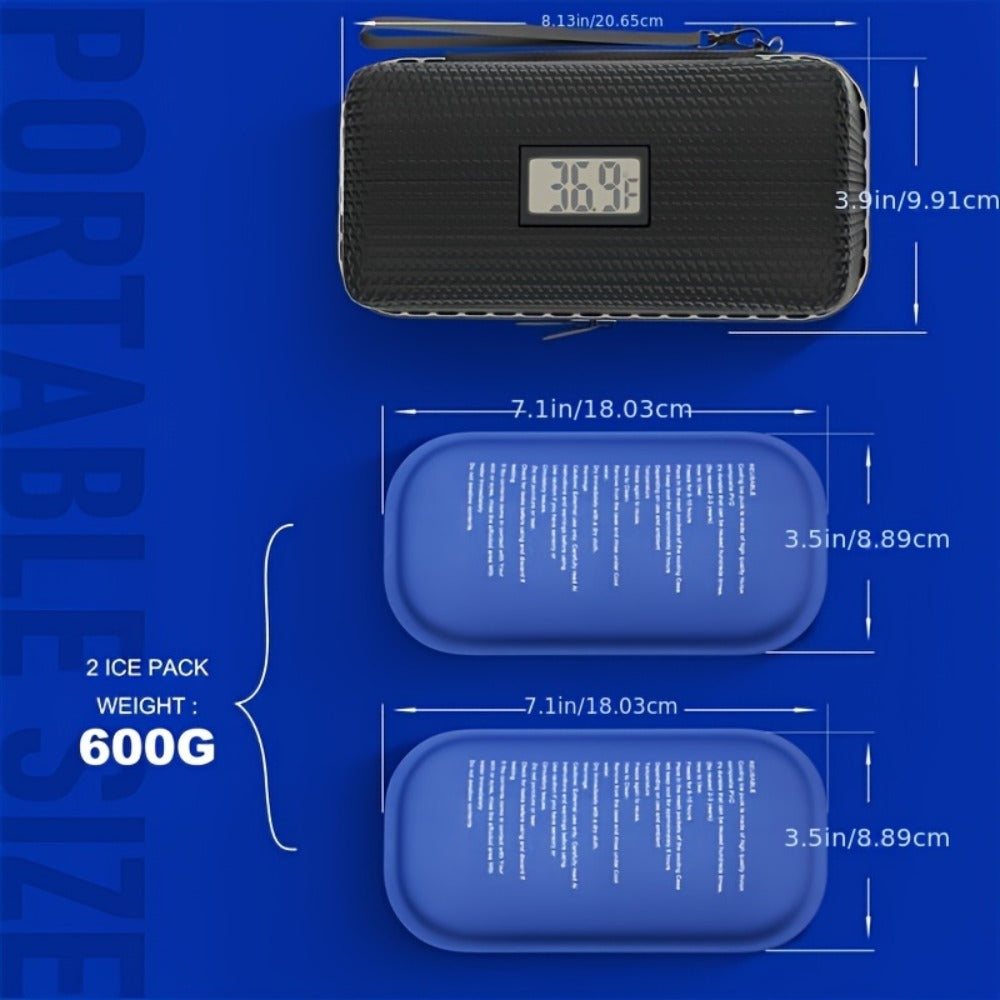 Insulin Cooler Travel Case 24 Hour Refrigerated Medication Case Temperature Display Wristband 2 Reusable Ice Packs Diabetic Insulin Pen Cooler Black Blue
