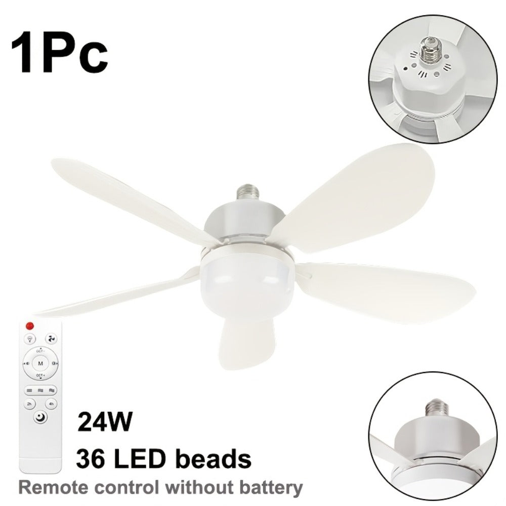 Ceiling Fan with Light and Remote Control | 5-Blade 20 Inch 3-Speed 3-Color Dimmable LED Fan Light | Timing Mute E26/E27 Screw-In Easy Install for Kitchen Living Room Bedroom