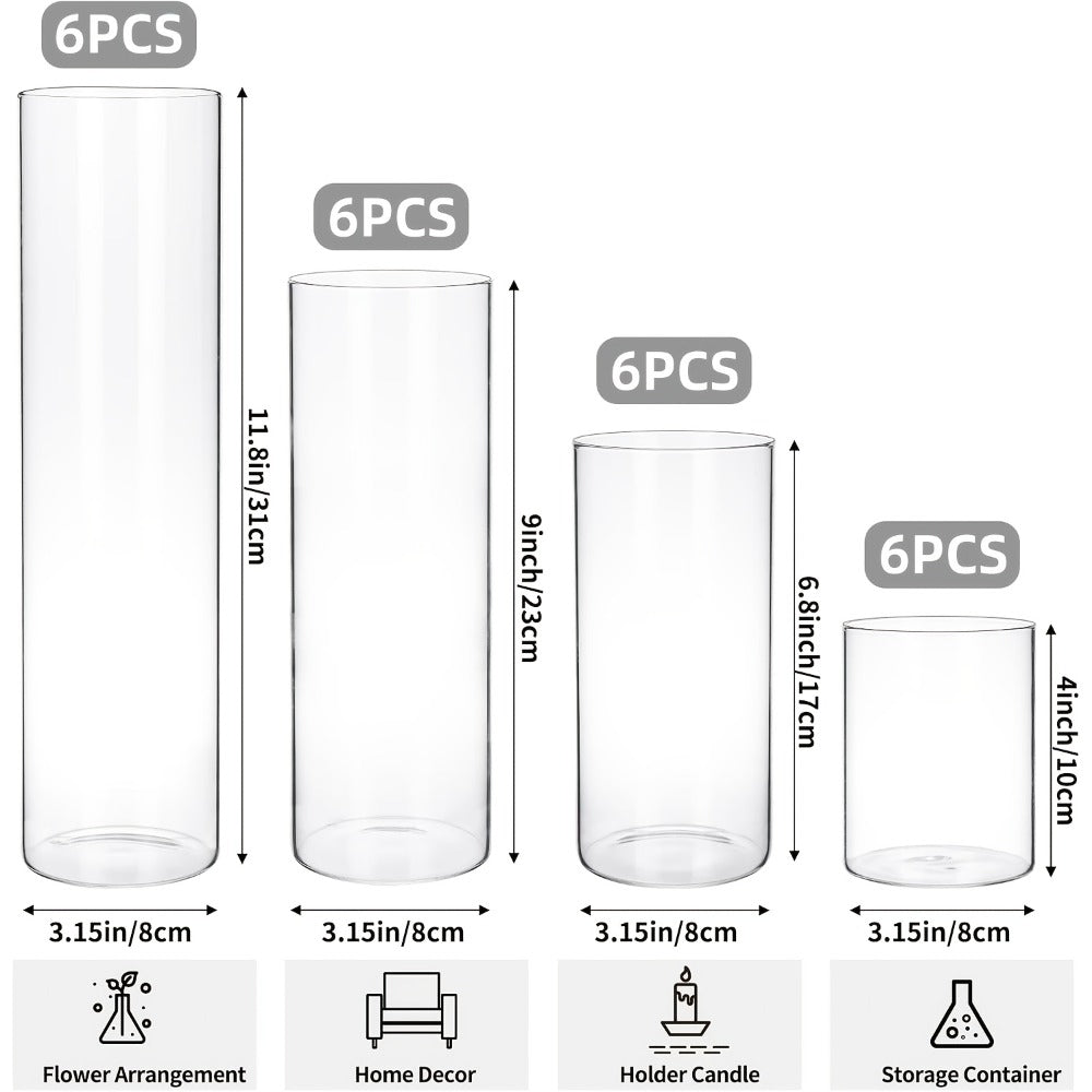 Clear Cylinder Glass Vases Set Wedding Centerpieces Home Decor
