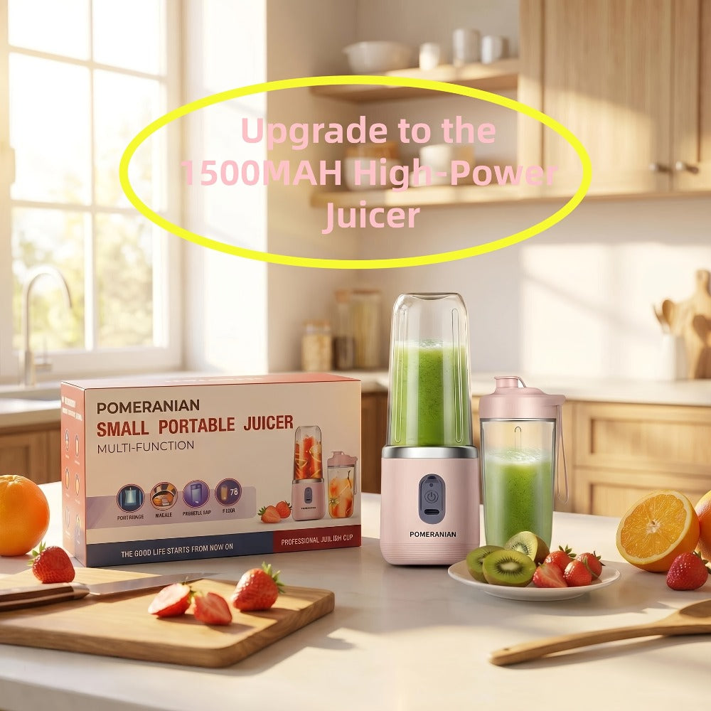 Portable Blender Juicer Double Cup 1500mAh Rechargeable ¨C Food-Grade ABS Multifunctional Fruit Vegetable Juicer | USB Charging Gift Box | Blue Pink White Summer Kitchen Essential