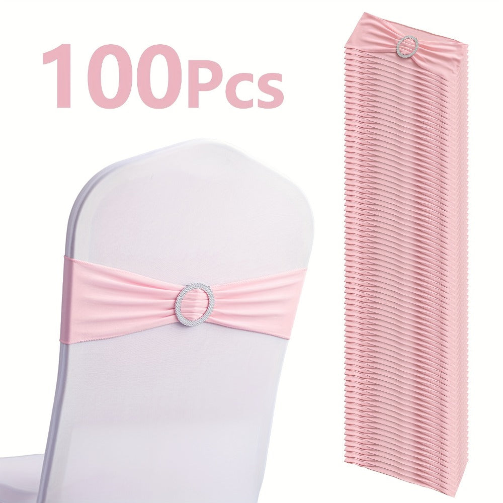 Chair Sashes for Wedding 100pcs Stretch Spandex Elastic Chair Sash Bands with Buckle for Dining Chairs Banquet Party Event Decor - Bulk Set Multiple Colors