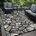 Stone Texture Non-Slip Area Rug Machine Washable Soft Floor Mat for Living Room Bedroom Terrace Camping Rectangular