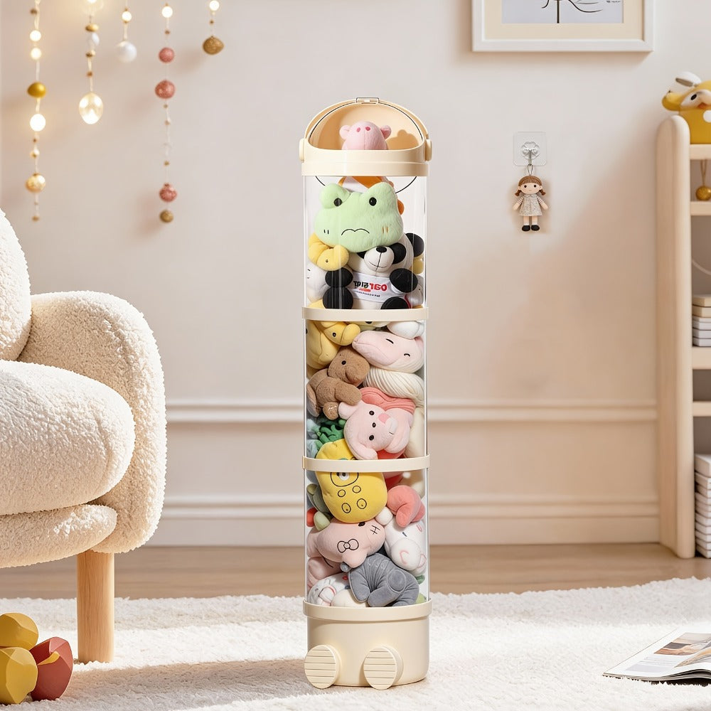 Stuffed Animal Storage Tower ¨C Clear Plastic Toy Organizer with Layered Shelves, Visible Spacious Display Box for Kids Room, Living Room & Bedroom, Great Christmas Gift for Girls