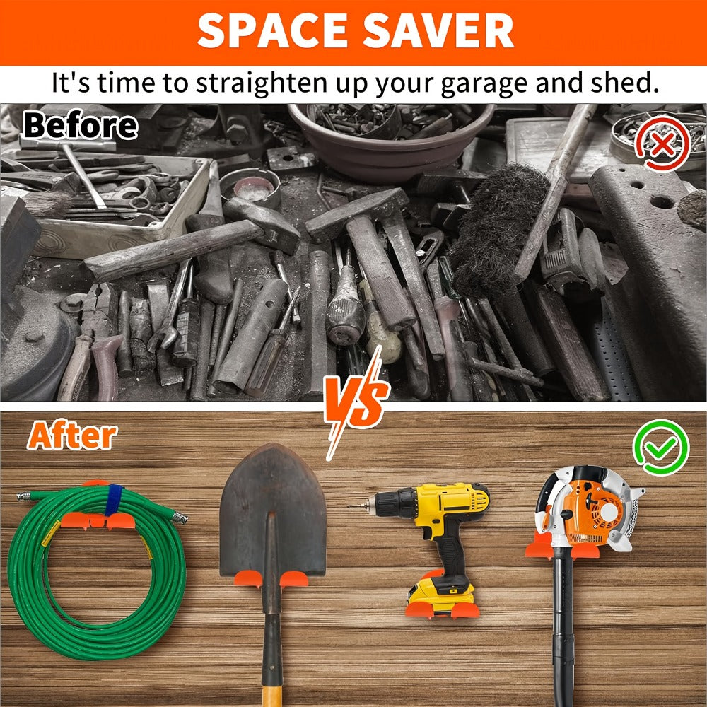 Weed Eater Hanger Wall Mount Trimmer Rack ¨C 8¡± Heavy Duty Garage Storage Hooks for Grass Trimmer, Hedge Trimmer, Leaf Blower & Chainsaw | Garden Power Tool Holder Organizer Wall Bracket | 1/2/4pcs