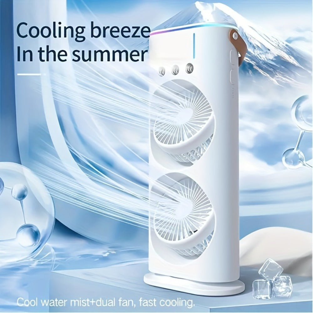 Portable Misting Fan USB Rechargeable Water Cooling Fan with Spray Button Control for Outdoor Indoor Office RV Camping Summer Personal Desk Fan