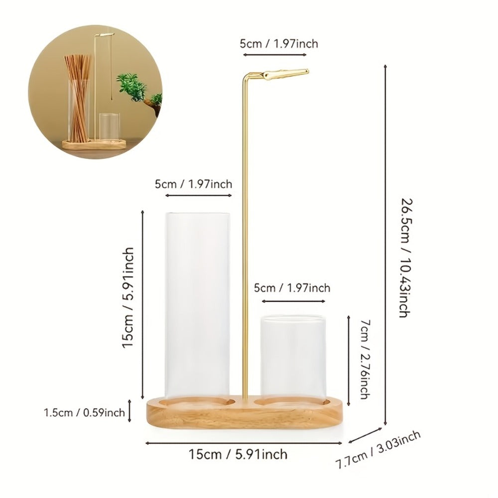 Glass Incense Burner 2-in-1 with Removable Ash Collector & Candle Holder ¨C Incense Stick Holder for Meditation, Yoga, Tea Ceremony & Home Decor ¨C Spiritual Relaxation Gift in Log & Retro Style