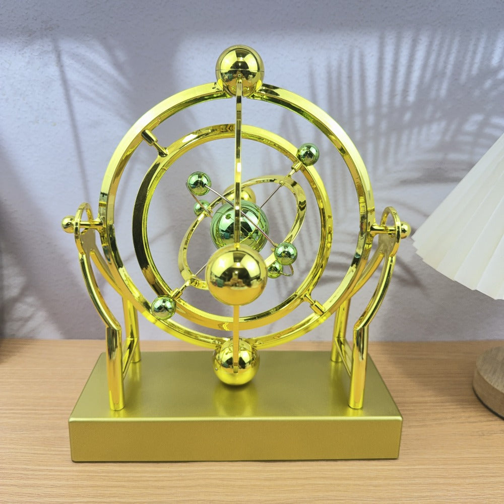 Perpetual Motion Pendulum Desk Decor - Cosmic Swing Solar System Planets Atomic Model Science Demonstration Self-Running No Battery Office Home Physics Gift