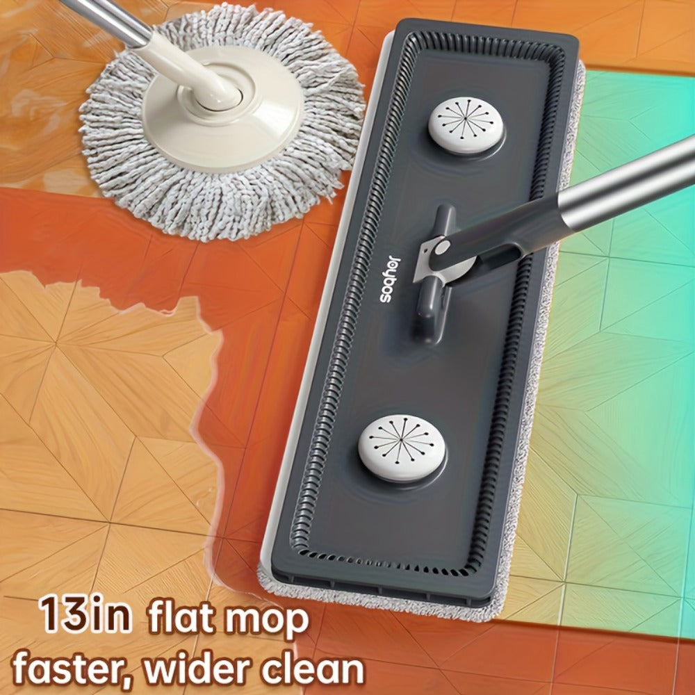 Spin Mop and Bucket Set with Wringer 360¡ã Flat Mop Washable Microfiber Pads Long Handle for Hardwood Tile Laminate Floors Walls Windows Home Kitchen Bathroom