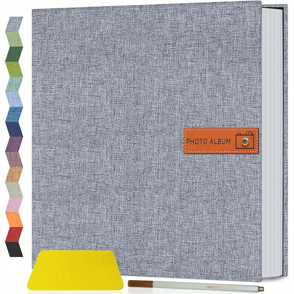 Self Adhesive Photo Album Scrapbook ¨C Large Linen Cover Memory Book for 4x6 5x7 8x10 Photos, DIY Picture Book with Metal Pen, Gift for Mom, Baby, Wedding, Valentine's Day & Mother's Day, 40 & 60 Pages
