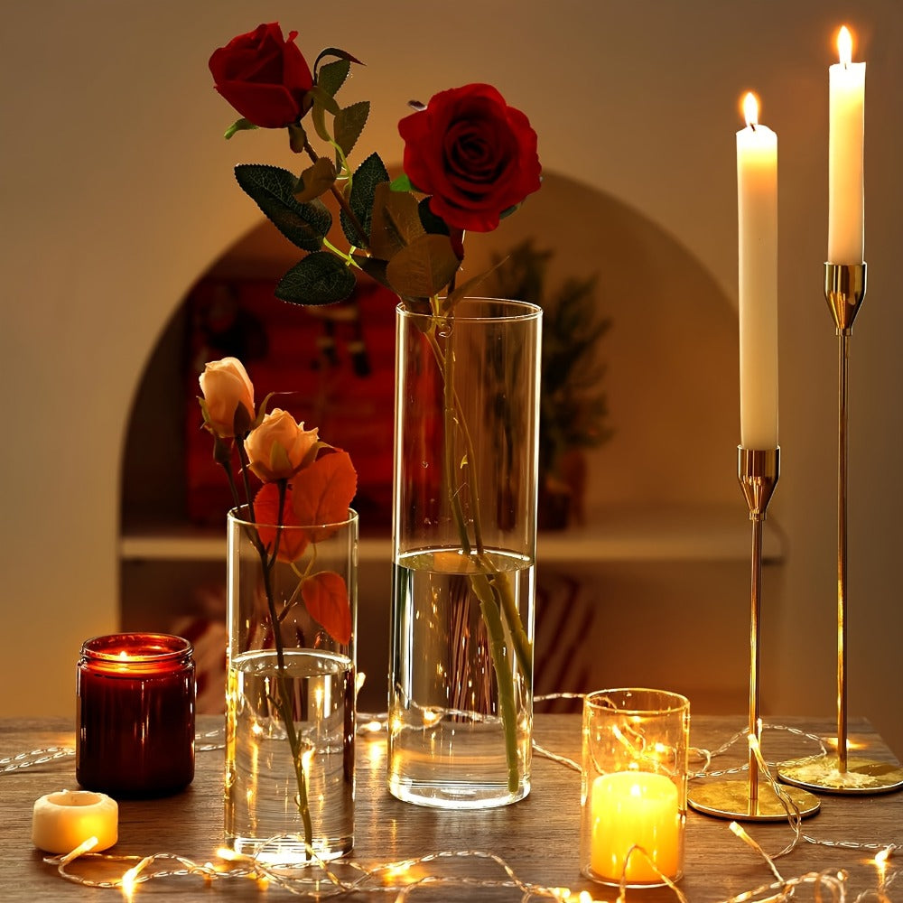 Glass Cylinder Vases 24 Pack Clear 4 8 12 Inch Tall Bulk Set for Wedding Centerpieces Floating Candle Holders Flower Vase DIY Candle Making Table Decor Home Decoration