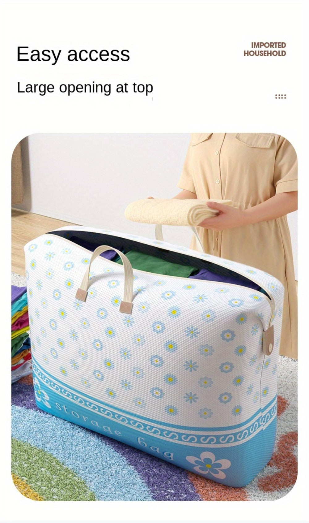 Large Capacity Moisture-Proof Storage Bag for Blankets, Clothes & Bedding ¨C Extra Large Organizer Bag for Moving, Travel & Dorm | Waterproof, Zippered, Space Saving Storage Solution