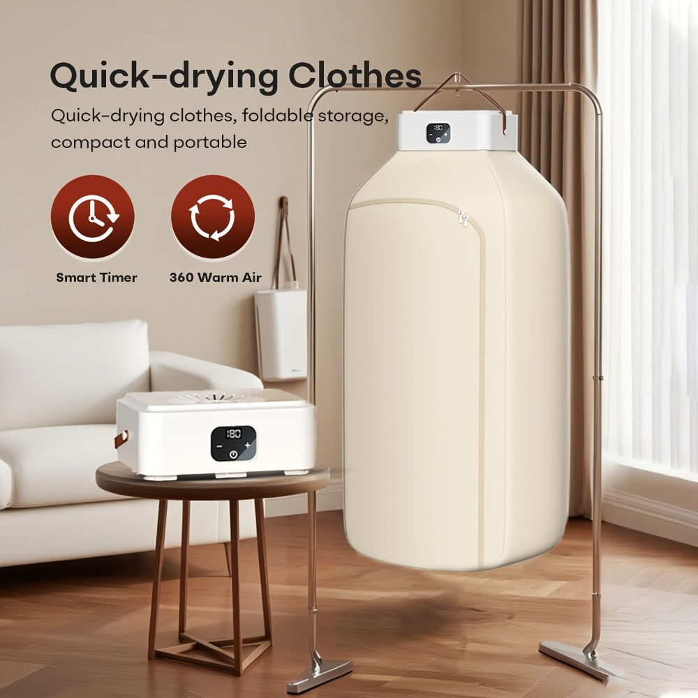 Foldable Clothes Dryer Smart Touch Screen Two-Speed Control Timer Function with Dry Bag Quick Drying Compact Design for Apartments Dorms RVs Home Upgraded Economic