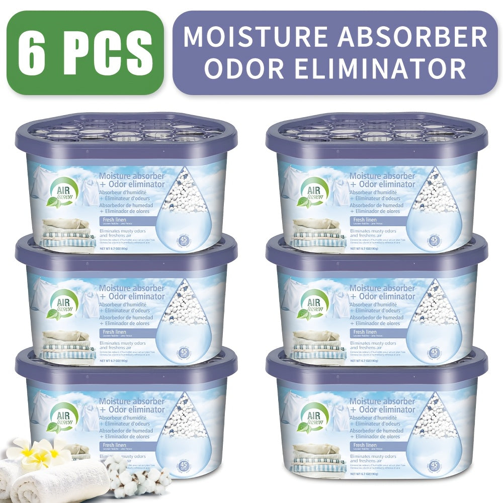 Moisture Absorber Dehumidifier Box 6-Pack ¨C Odor Eliminator & Humidity Controller for Closet, Bathroom, Kitchen, Pantry, Boat & RV ¨C Lavender Vanilla, Fresh Linen, Jasmine Blossom, Bamboo Charcoal