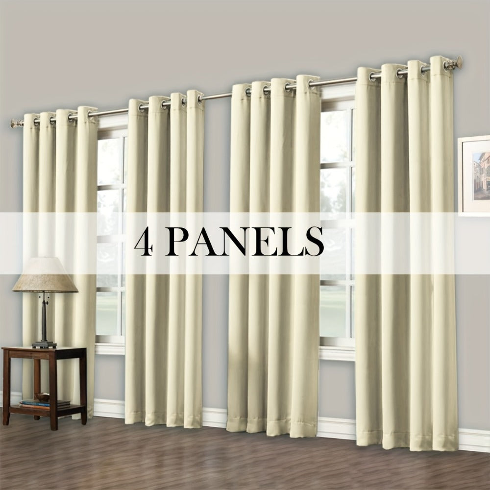 Blackout Curtains Grommet Top Room Darkening Window Drapes 4 Panels Set Living Room Bedroom