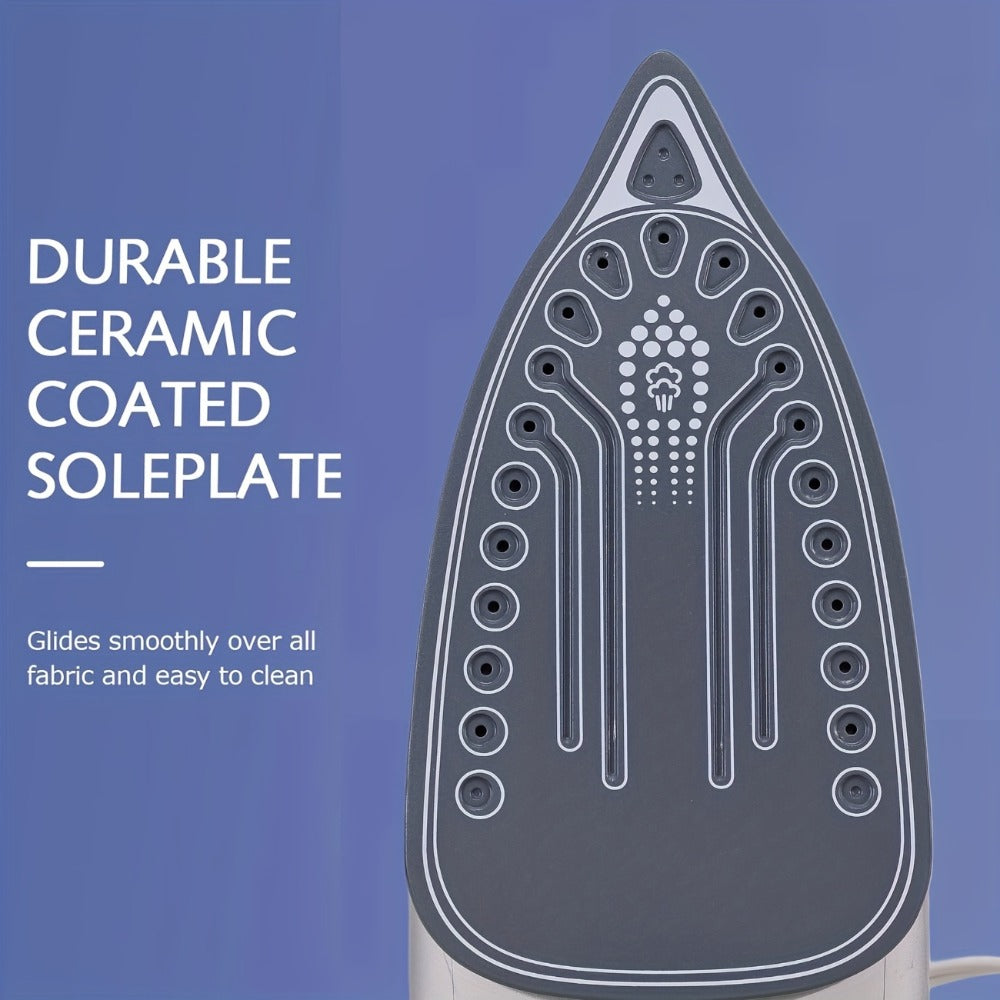 Steam Clothes Iron with Ceramic Coated Soleplate ¨C Precision Thermostat, 3-Way Auto-Off, Self-Cleaning, Anti-Calcium & Anti-Drip, Lightweight Travel & Home Garment Iron