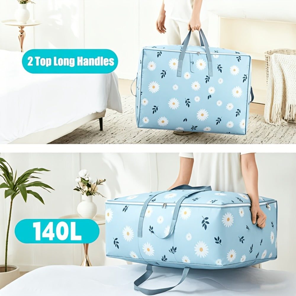 Under Bed Storage Bags 6pcs 140L - Large Capacity Foldable Organizer Bags for Clothes Blankets Bedding, Space Saving Underbed Storage