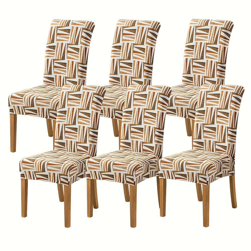 Dining Chair Covers Slipcovers Set of 4 or 6 - Spandex Stretch Milk Velvet Removable Washable Parsons Chair Protector | Anti-Slip Elastic Band | Multiple Prints | Kitchen Dining Room Hotel Ceremony