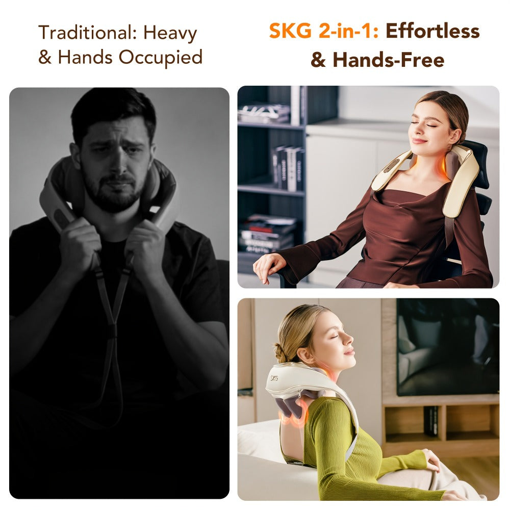 Wearable Neck & Shoulder Massager with Heat ¨C 6D Bionic Hand Kneading Trapezius Massager, 9 Modes 3 Intensities 40-45¡ãC Heat, Hands-Free Deep Tissue Massage for Home & Office, Gift for Women Men Mom