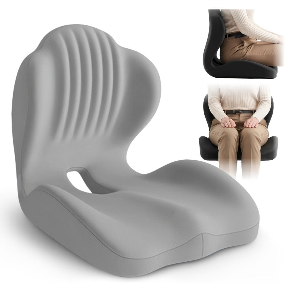 Memory Foam Seat Cushion Ergonomic with Back Support & Breathable Hollow Design ¨C Comfortable Chair Pad for Office, Car Seat & Long Sitting, Unisex Gift