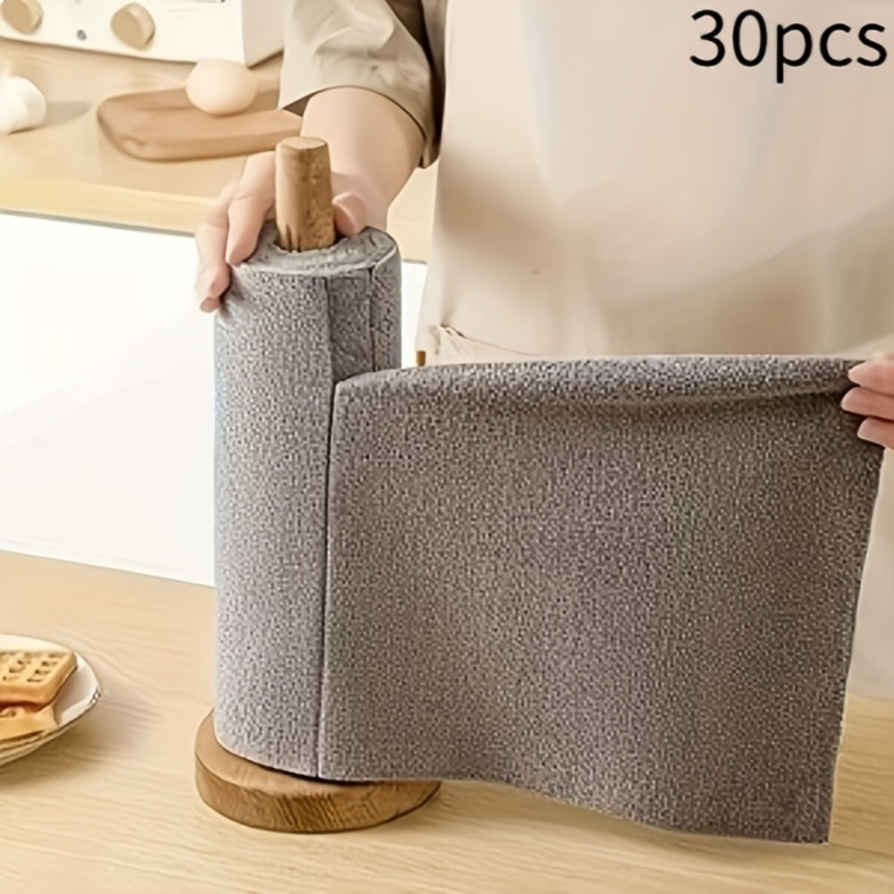 Reusable Microfiber Cleaning Towels 30-Pack, Kitchen Dish Cloth Roll, Absorbent Hand-Torn Disposable Napkins, Multi-Color Household Cleaning Cloths for Kitchen & Bath