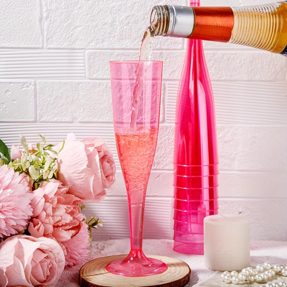 Pink Plastic Champagne Glasses Disposable 25 50 Pack ¨C BPA-Free PS Mimosa Cups Pink Plastic Wine Glasses for Wedding Bridal Shower Cocktail Party Outdoor Events