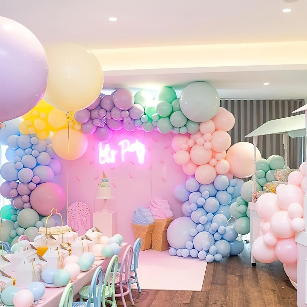 Pastel Balloon Set 370pcs ¨C 10 & 5 Inch Macaron Latex Balloons with Wreath Kit for Birthday Party, Wedding, Graduation & Celebration Decorations
