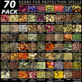 Witchcraft Supplies Herbs Kit 70 Pcs - Dried Flowers & Healing Herbs for Wicca Pagan Rituals, Magic Spell Casting, Altar Supplies, Candle & Soap Making, Bulk Herb Gift Set for Witch Beginners