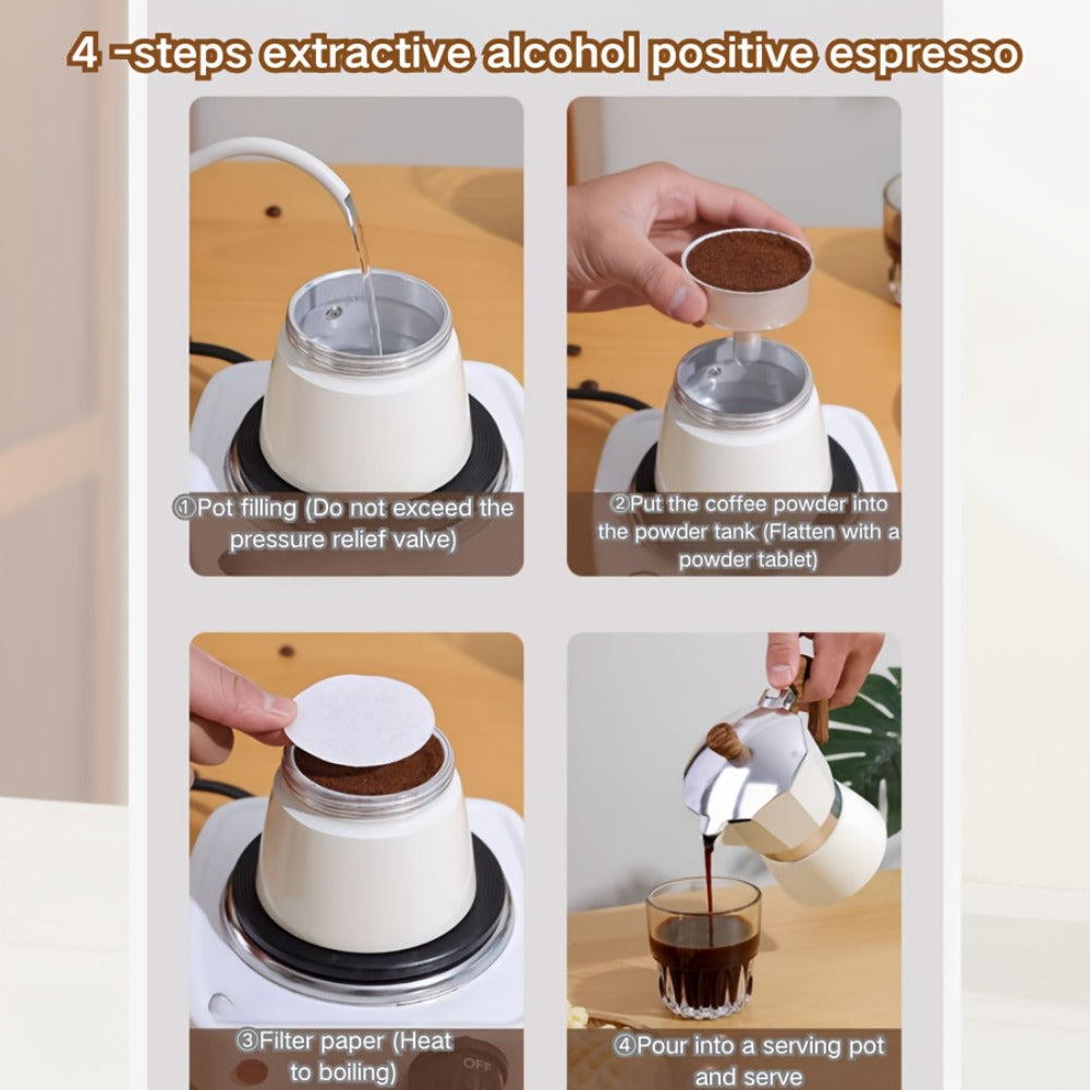 Moka Pot Stovetop Espresso Maker 150ml Classic Aluminum Italian Coffee Pot for Home Brewing Camping Cuban Cafe Style Easy to Use and Clean Multiple Colors Available