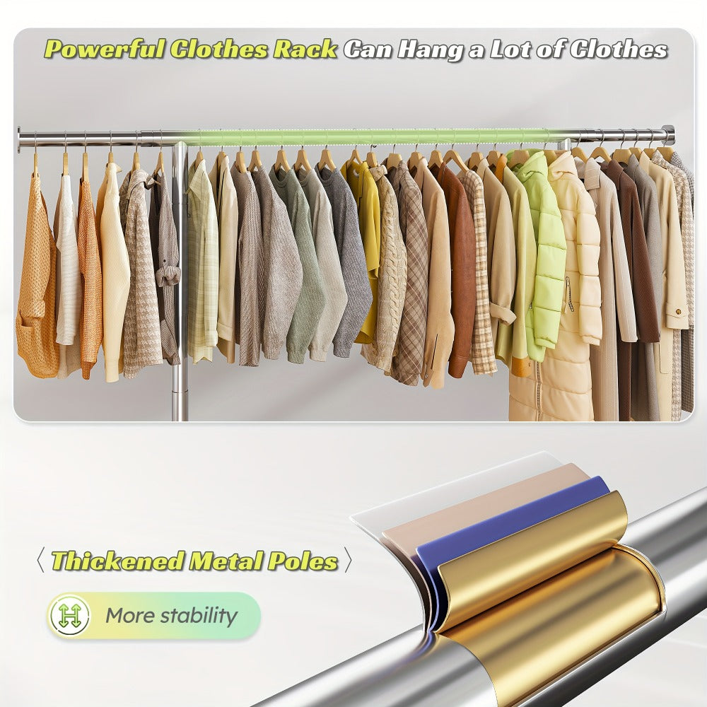 Heavy Duty Rolling Clothes Rack with Wheels - Adjustable Garment Rack 260LBS Capacity, Extendable 51¡±-75¡± Wide, for Bedroom Closet Laundry Room