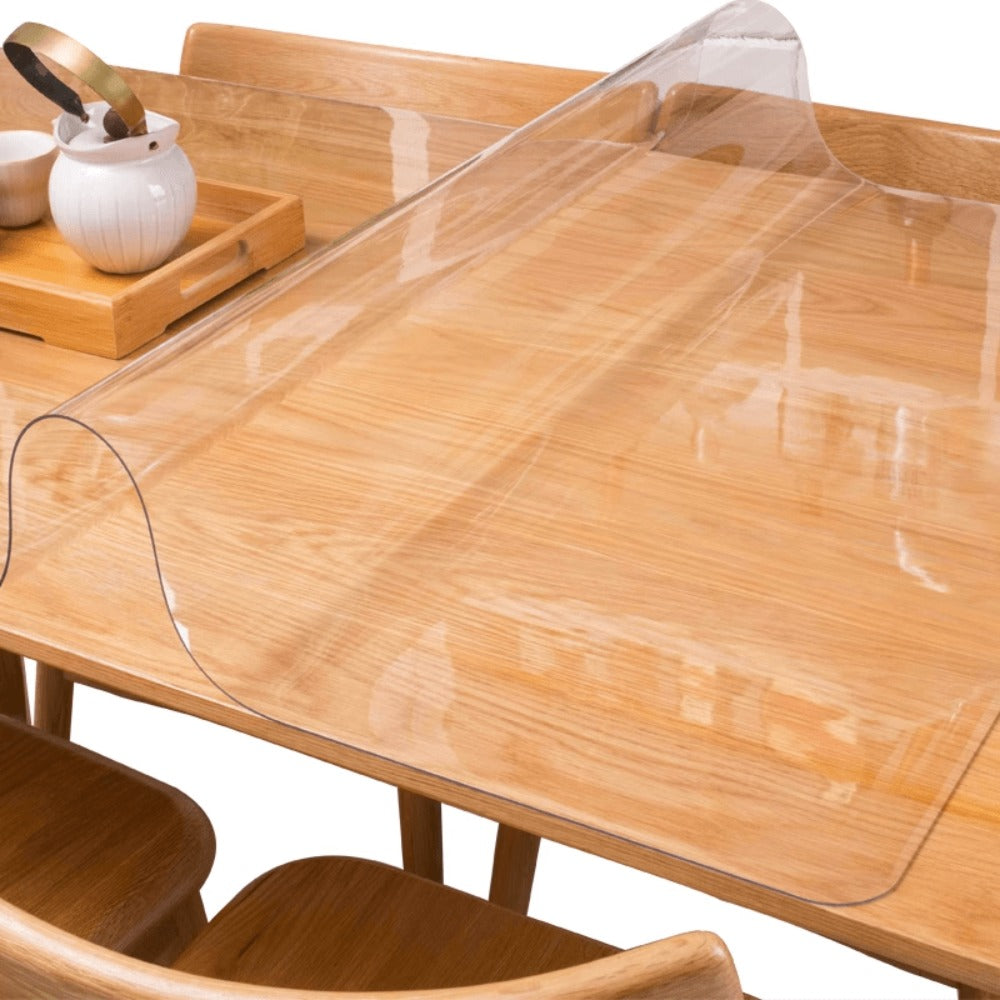 Clear PVC Tablecloth Table Protector 1.5mm Thick Transparent Table Cover Heat Resistant Scratch Resistant Waterproof Desk Mat for Dining Table Home Office Restaurant Coffee Table Multiple Sizes