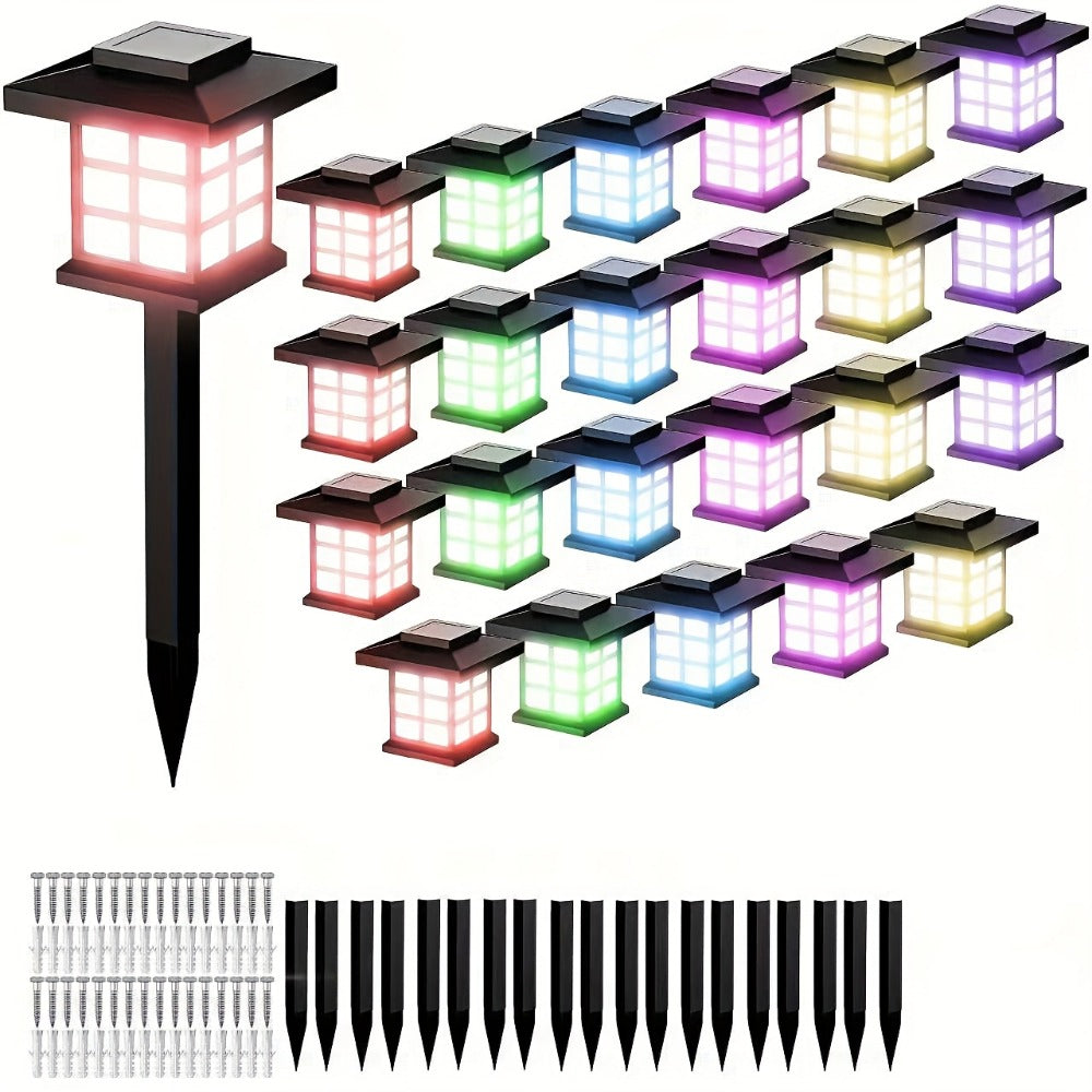 Solar Garden Lights Outdoor Waterproof Landscape Pathway Lights Solar Powered LED Stake Lights for Yard Patio Walkway Holiday Decor Warm White Colorful