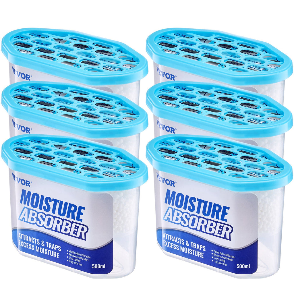 Moisture Absorber Boxes 6 Pack 500ml Calcium Chloride Dehumidifier Box Fragrance Free Humidity Absorber for Bathroom Closet Kitchen Bedroom Shoe Cabinet