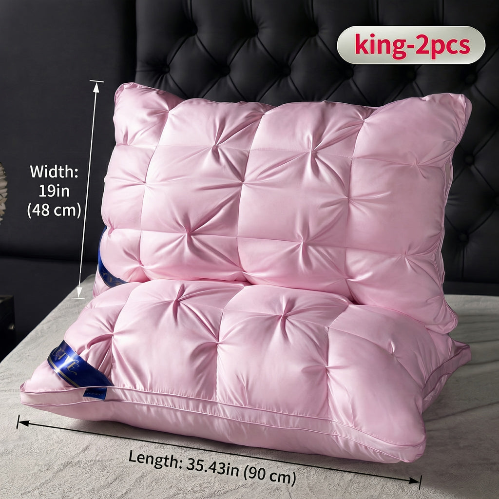 Luxury Hotel Pillows 2PCS, Cool Breathable Pillow Insert, Fluffy Resilient Neck Support, Soft Comfortable Sleeping Pillow, Queen King Size, White Black Navy Pink Gray Brown