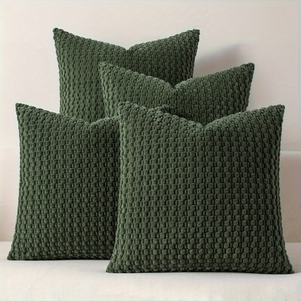 Velvet Throw Pillow Covers 4-Pack 20x20 Inch - Double-Sided Soft Cushion Covers with Zipper Closure, Machine Washable Decorative Pillowcases for Sofa Couch Bed Chair & Modern Home Decor