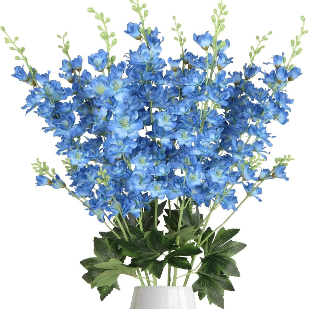 Artificial Delphinium Flowers 8pcs 33.5 Inch Faux Larkspur Stems for Wedding Centerpieces, Tall Silk Flower Bouquet for Home Vase Table Garden Decor
