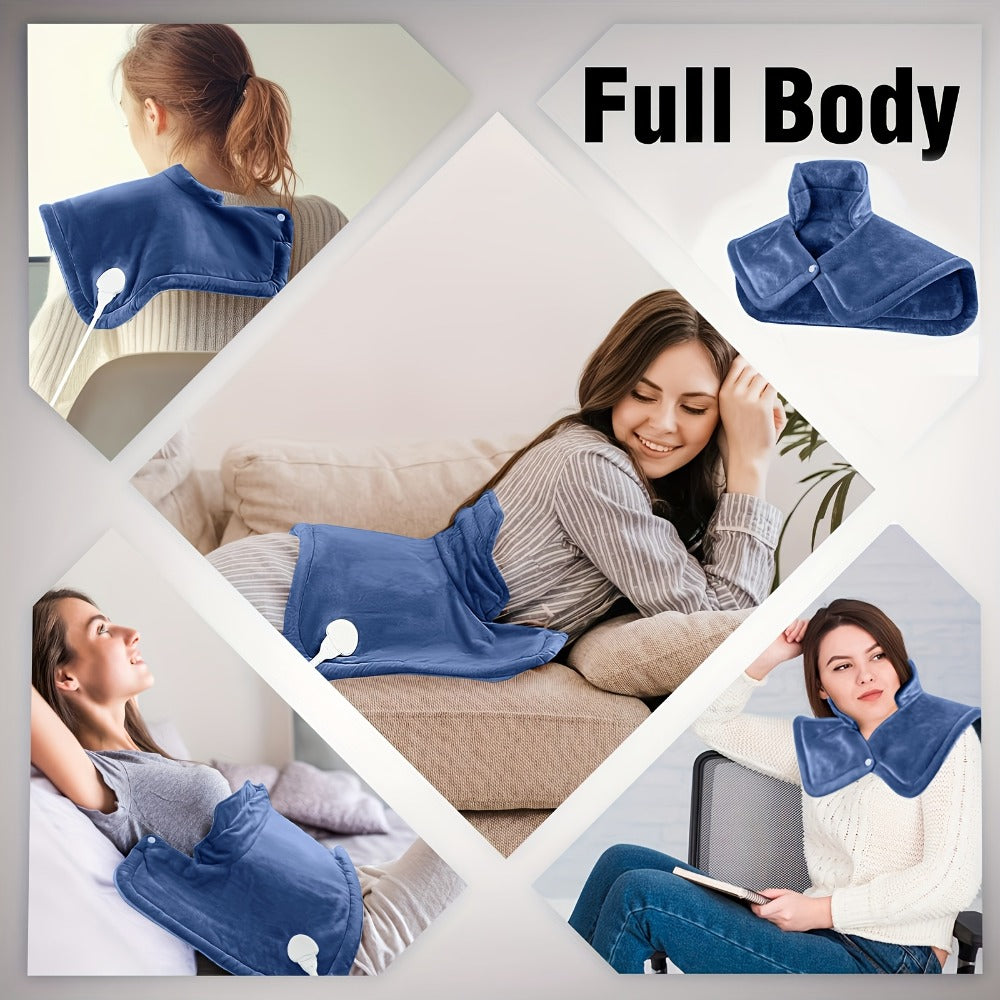 Graphene Heating Shawl Wrap Blanket - Ultra-Soft Coral Fleece Temperature-Regulating Neck Back Shoulder Warmer, Machine Washable Christmas Gift for Women Men Family