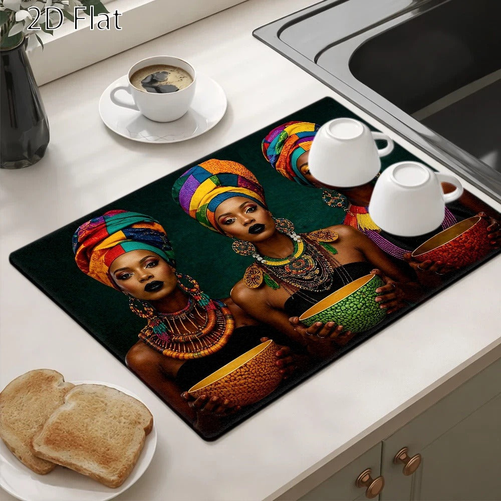Stove Protector Mat African Tribal Pattern | Heat-Resistant Cooktop Cover for Gas Stove Induction Cooker & Oven | Reusable Non-Slip Kitchen Mat | Glass Countertop Washer Dryer Top Pad 28.35x20.47in