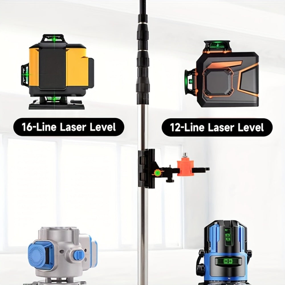 Telescoping Laser Level Pole 15.4ft / 4.7m ¨C Adjustable Extension Rod with 1/4¡±-20 & 5/8¡±-11 Thread Mount for Rotary and Line Lasers, Professional Surveying & Construction Staff