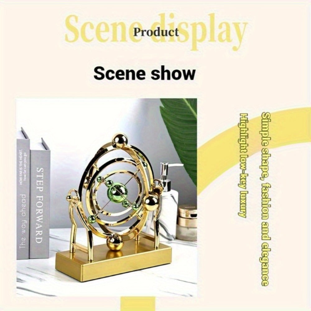Perpetual Motion Pendulum Desk Decor - Cosmic Swing Solar System Planets Atomic Model Science Demonstration Self-Running No Battery Office Home Physics Gift